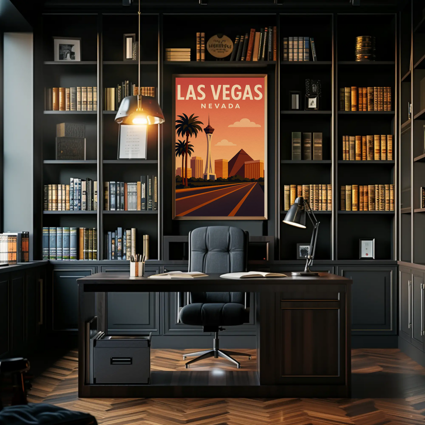 Las Vegas Nevada Skyline Stratosphere Sunset View Poster