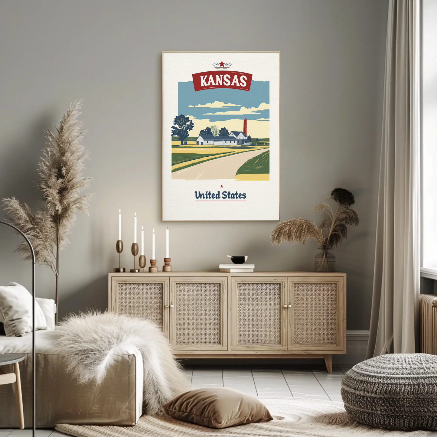 Kansas Country Road Vintage Poster
