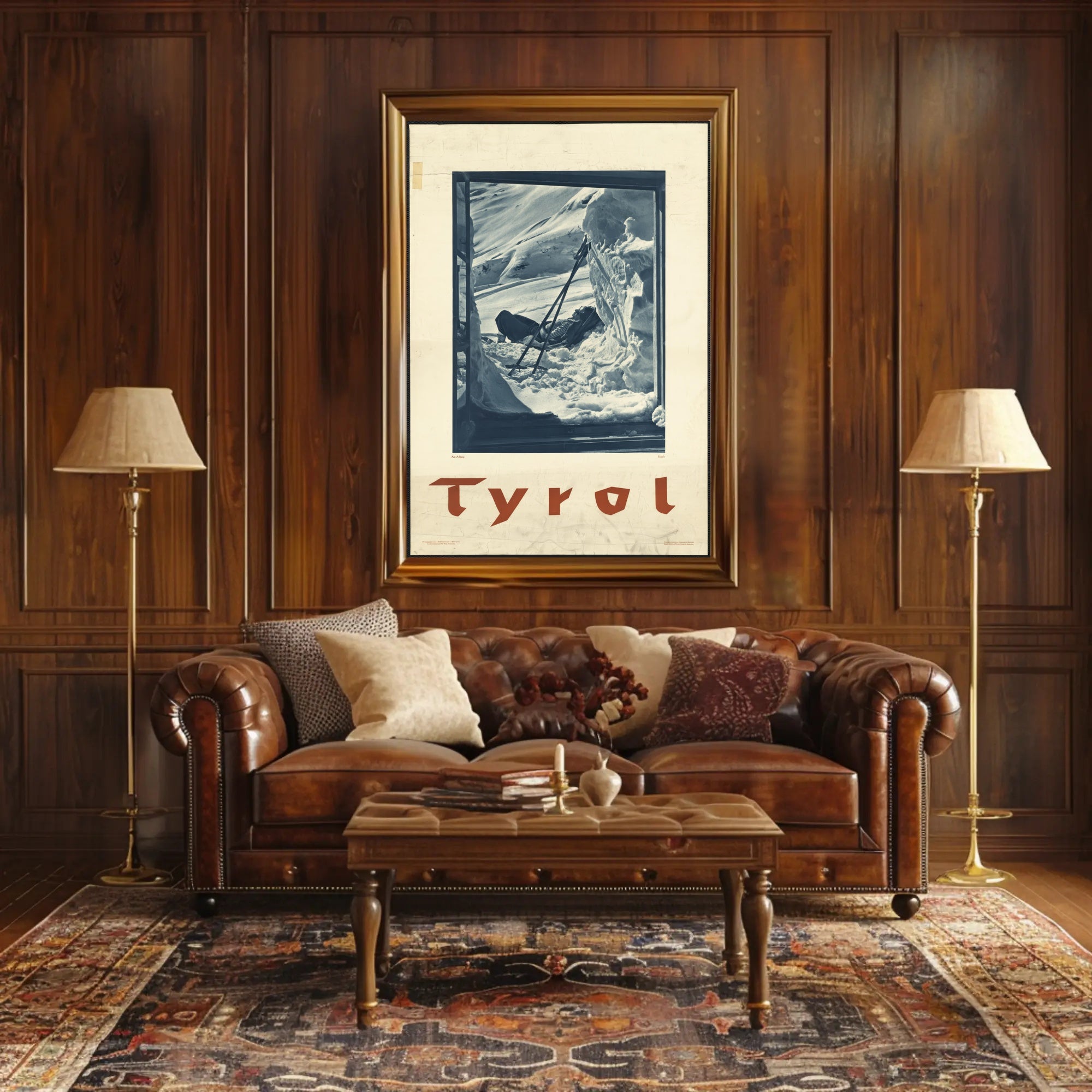 Tyrol Alpine Winter Adventure Monochrome Travel Poster PosterGoat