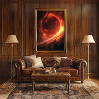 Fiery Cosmic Planet Sci-Fi Art Poster PosterGoat