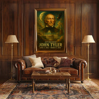 John Tyler Tenth President Historic Neoclassical Realism Artwork Vintage Patriotism Poster