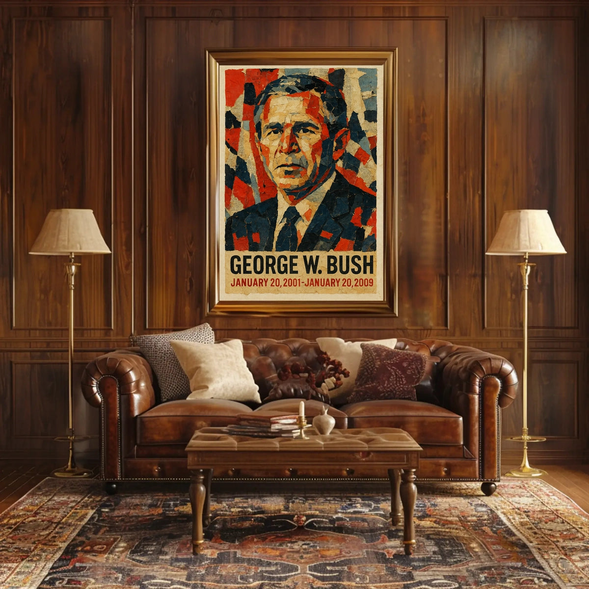George W. Bush 43rd President of the United States Layered paper Collage Poster