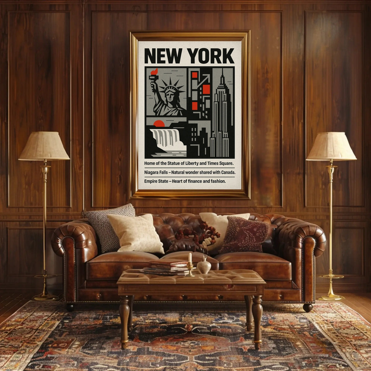 New York Landmarks Poster Modern Travel Skyline Wall Art