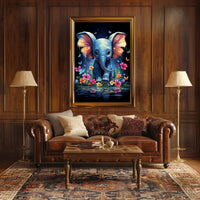 Whimsical Wilderness Surreal Elephant Calf Playful Poster