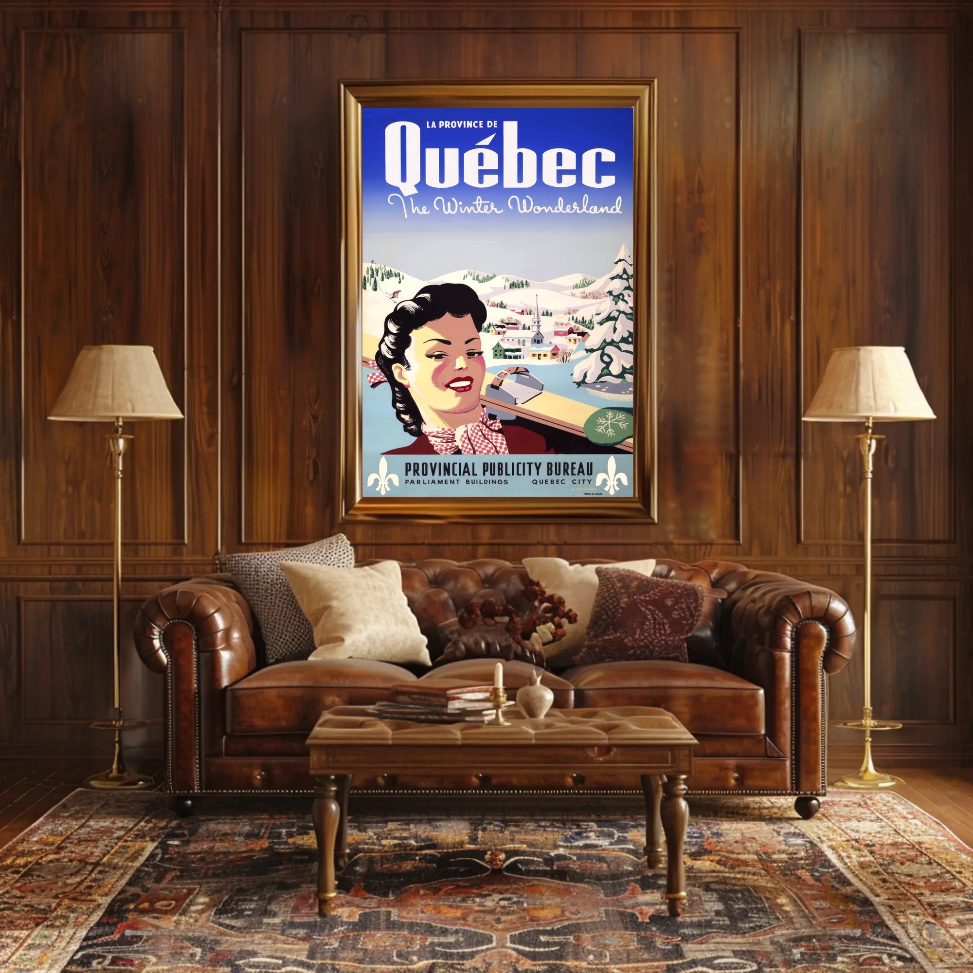 Vintage Québec Winter Wonderland Travel Poster PosterGoat