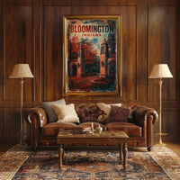 Bloomington Scenic Indiana Wanderlust Vintage Poster
