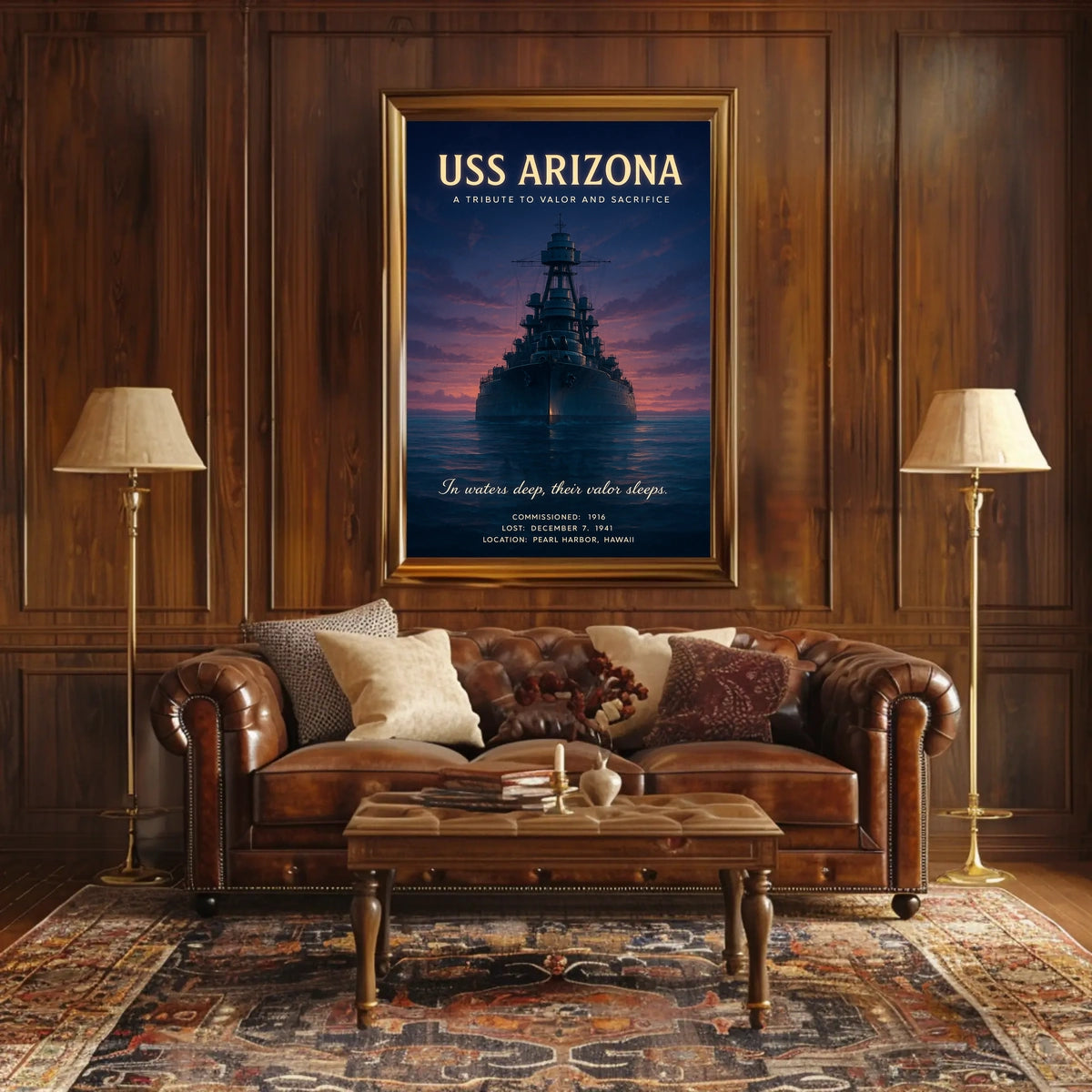 USS Arizona Poster Valor and Sacrifice for History Buffs