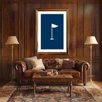 Minimalist White Flag on Deep Blue Background Poster