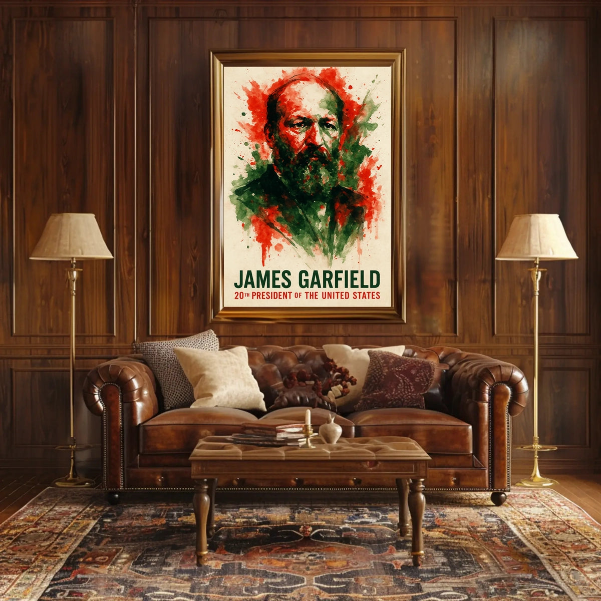 James Garfield Abstract Watercolor Portrait Historical Poster