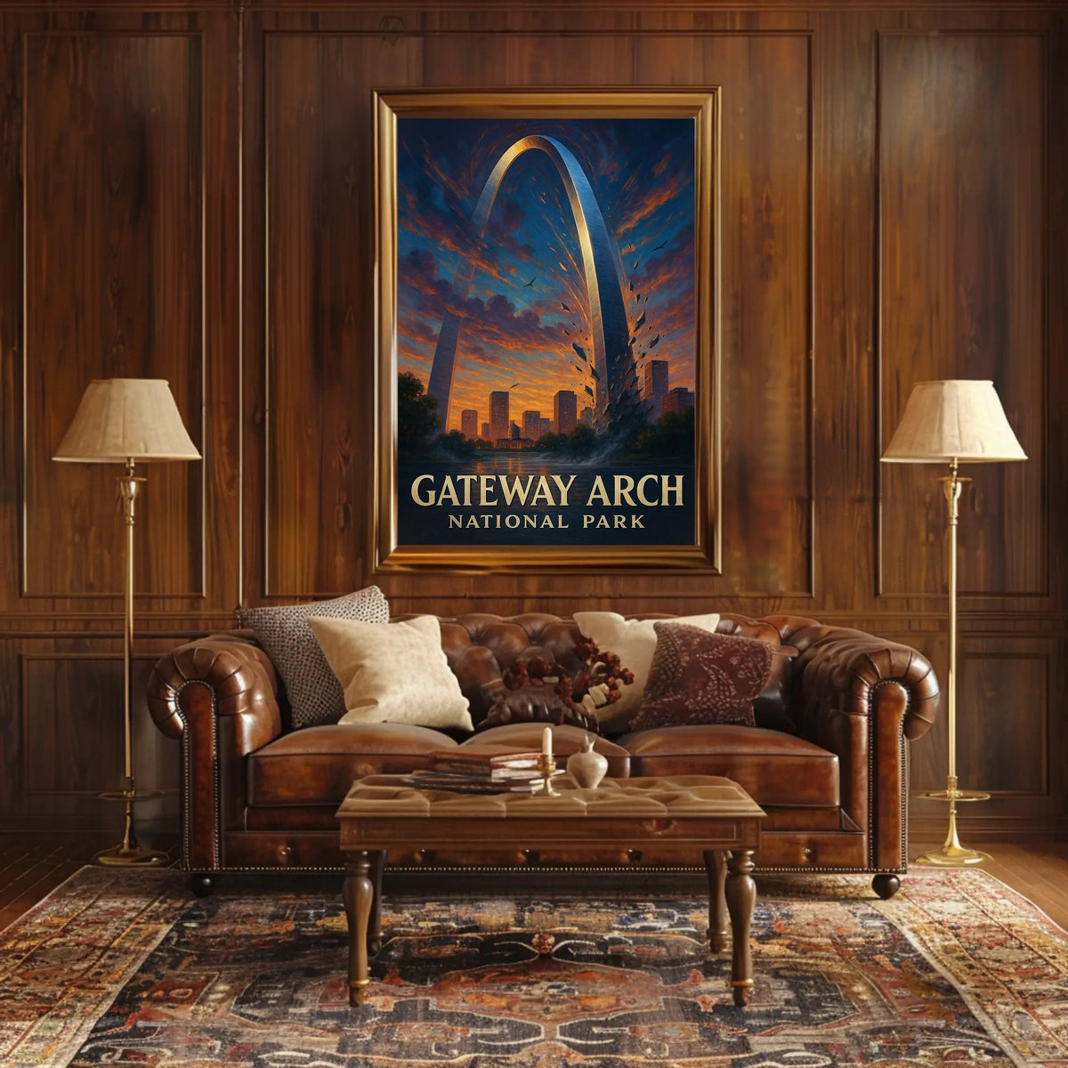 Gateway Arch Sunset Cityscape: Urban or Cityscape Poster