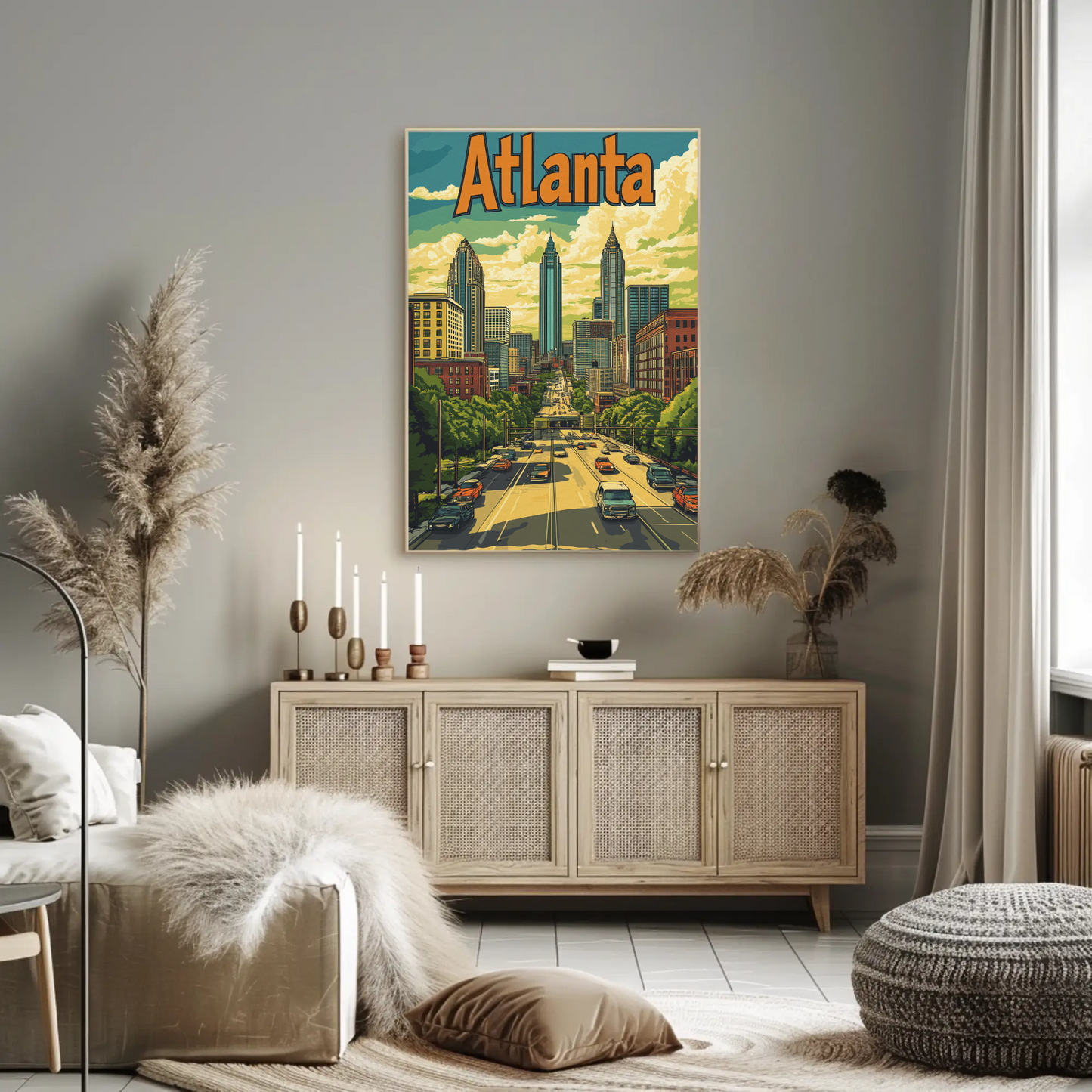 Atlanta Georgia Skyline Vintage Poster