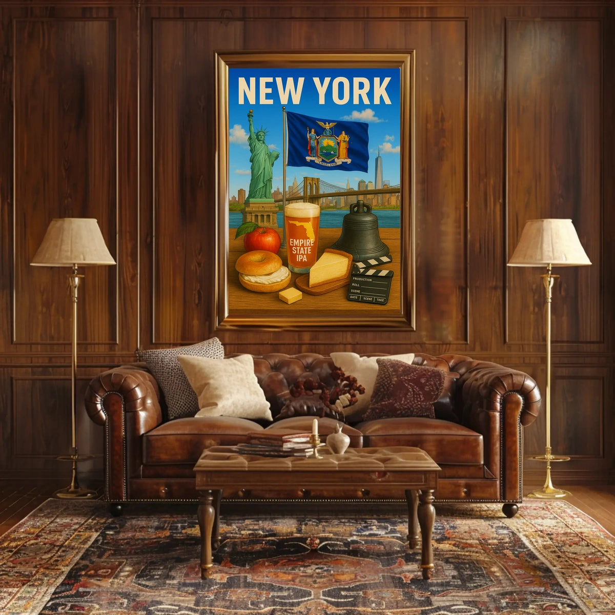 New York City Iconic Landmarks Poster Modern Wall Art