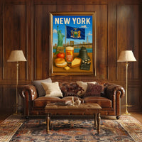 New York City Iconic Landmarks Poster Modern Wall Art