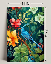 Tropical Bird and Flowers Vibrant Art Animal Poster
