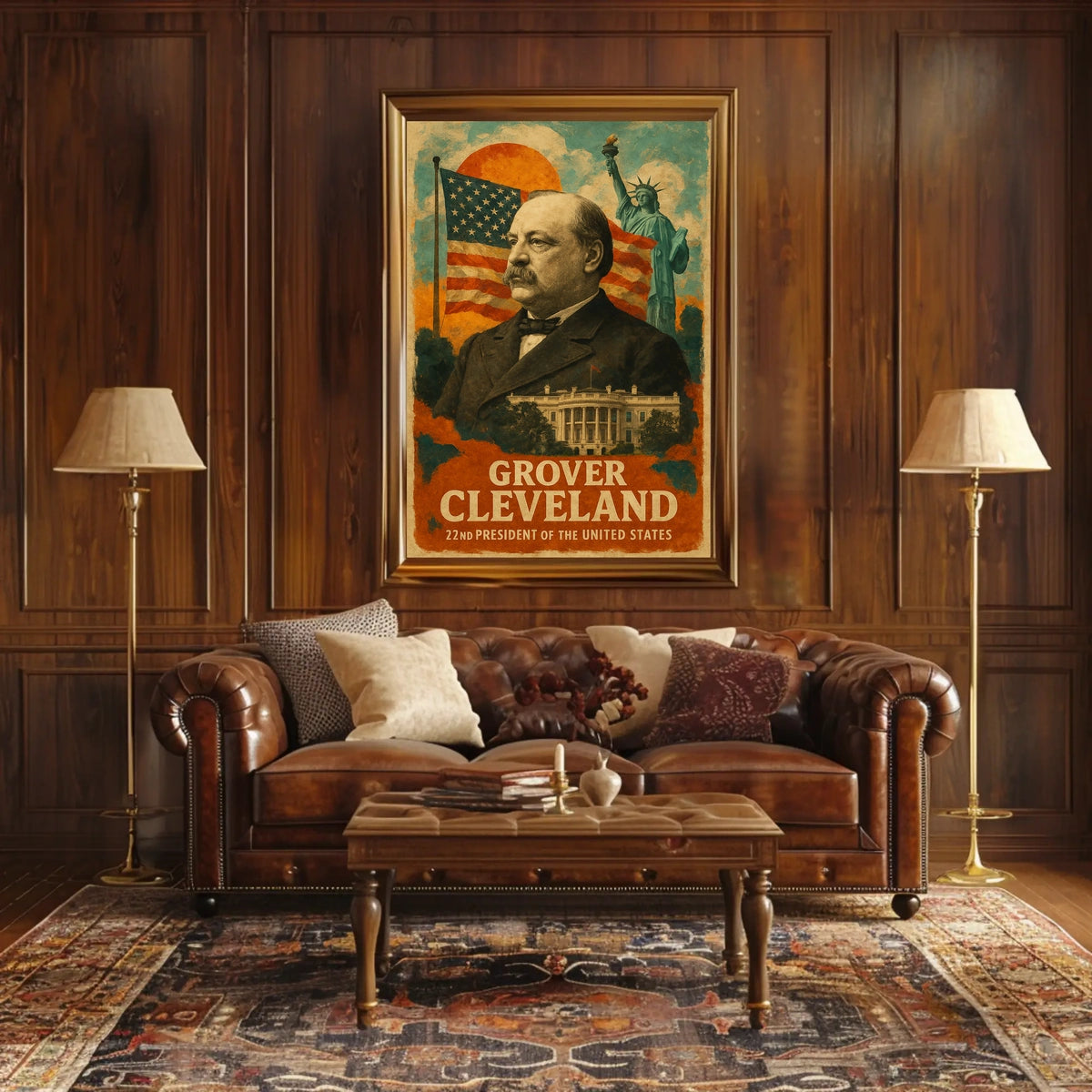 Grover Cleveland 22nd President of the United States Layered Digital Collage Poster