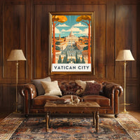 St. Peter's Basilica Art Deco Vatican Travel Poster