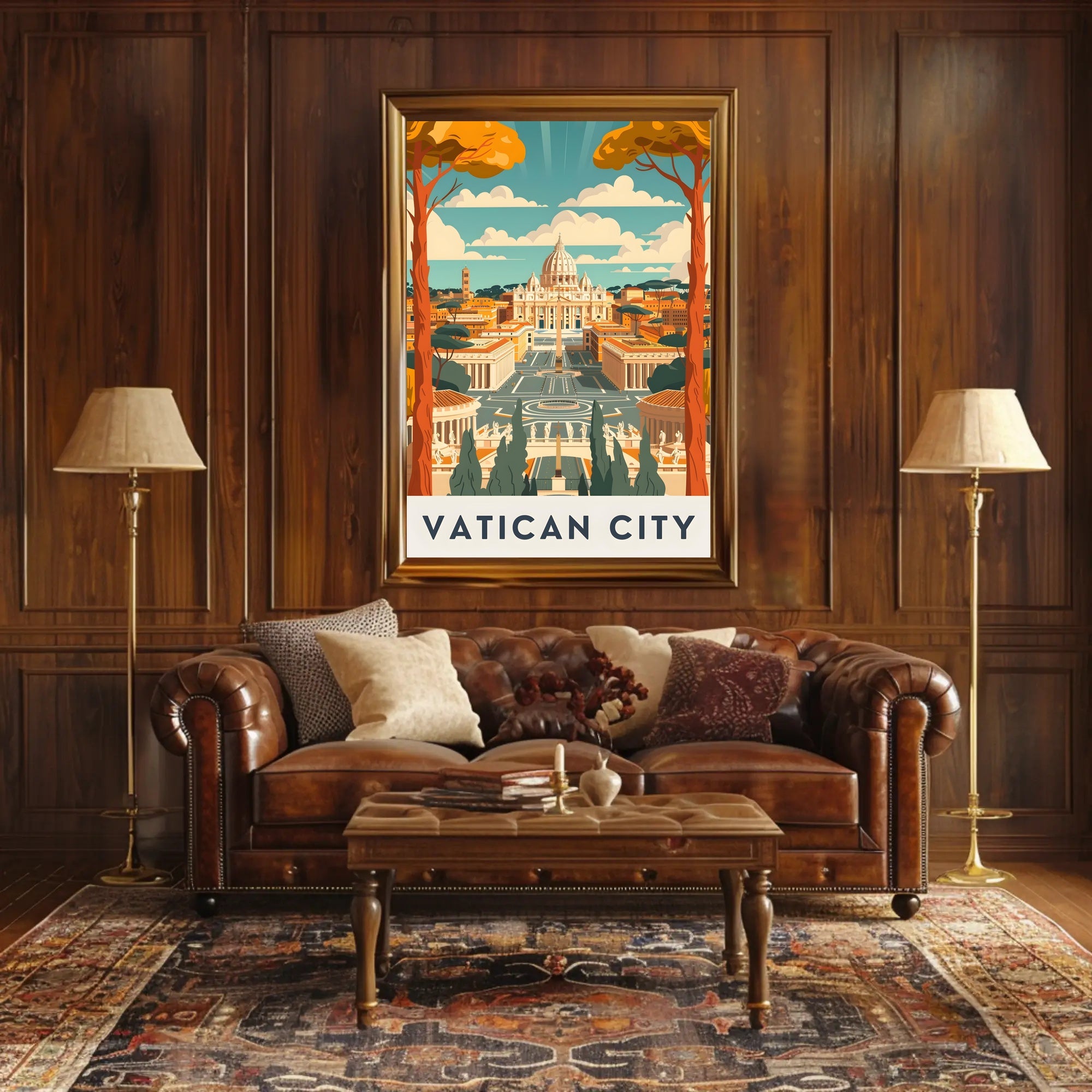 St. Peter's Basilica Art Deco Vatican Travel Poster