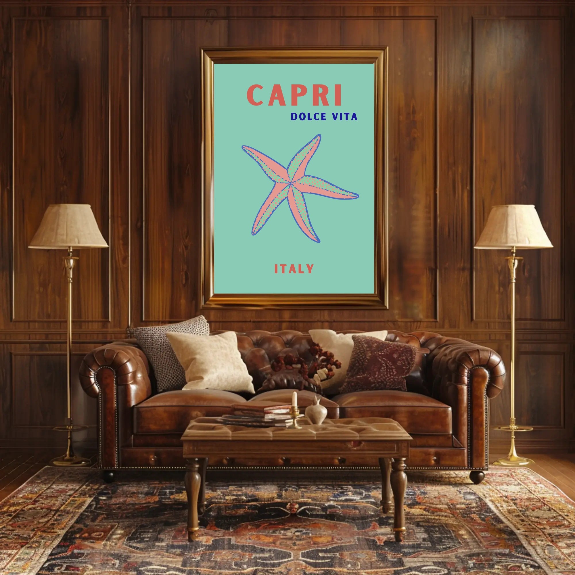 Capri, Italy Travel Poster with Bold Mediterranean Palette PosterGoat