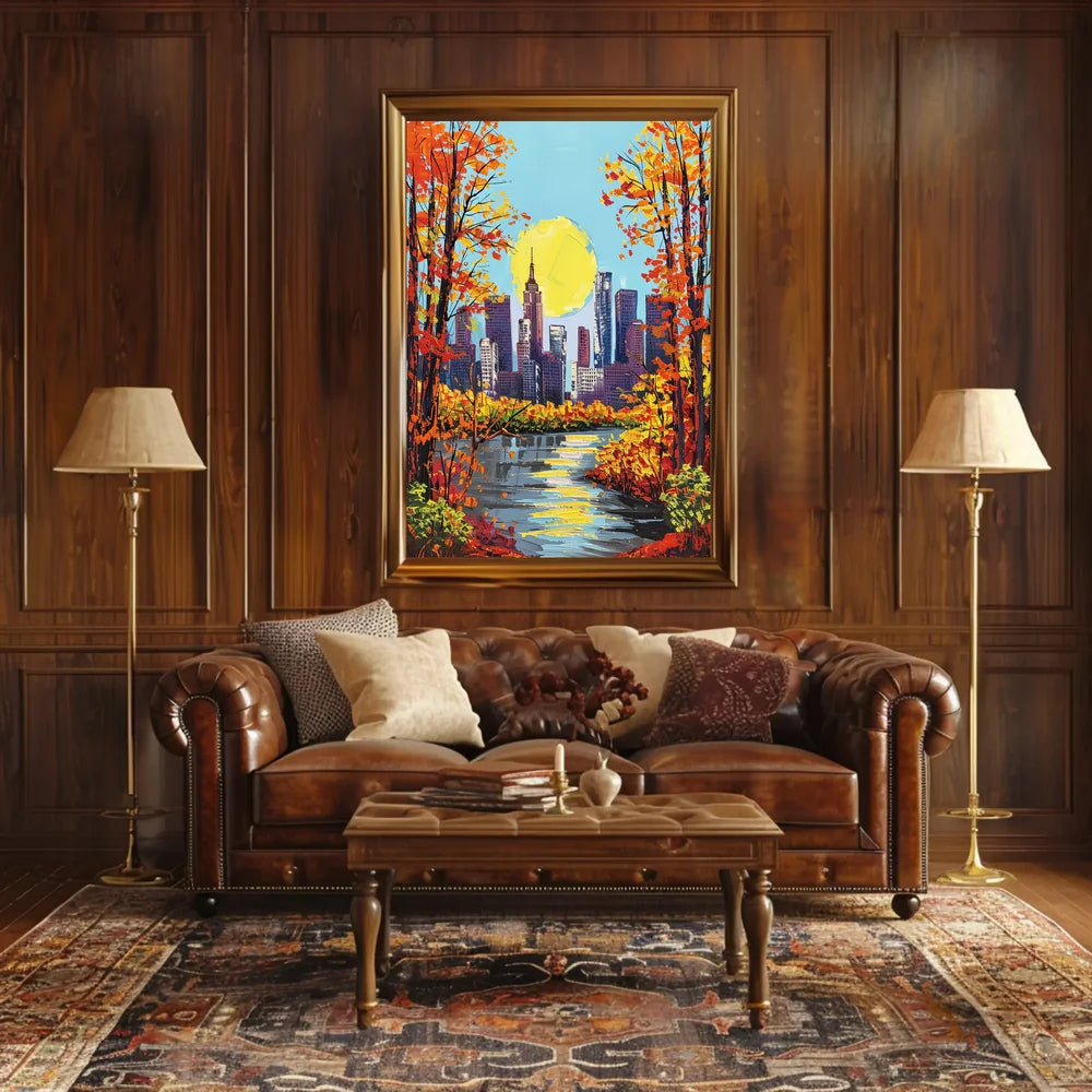 Autumn Cityscape Poster: Vibrant Urban Art Print