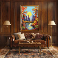 Autumn Cityscape Poster: Vibrant Urban Art Print
