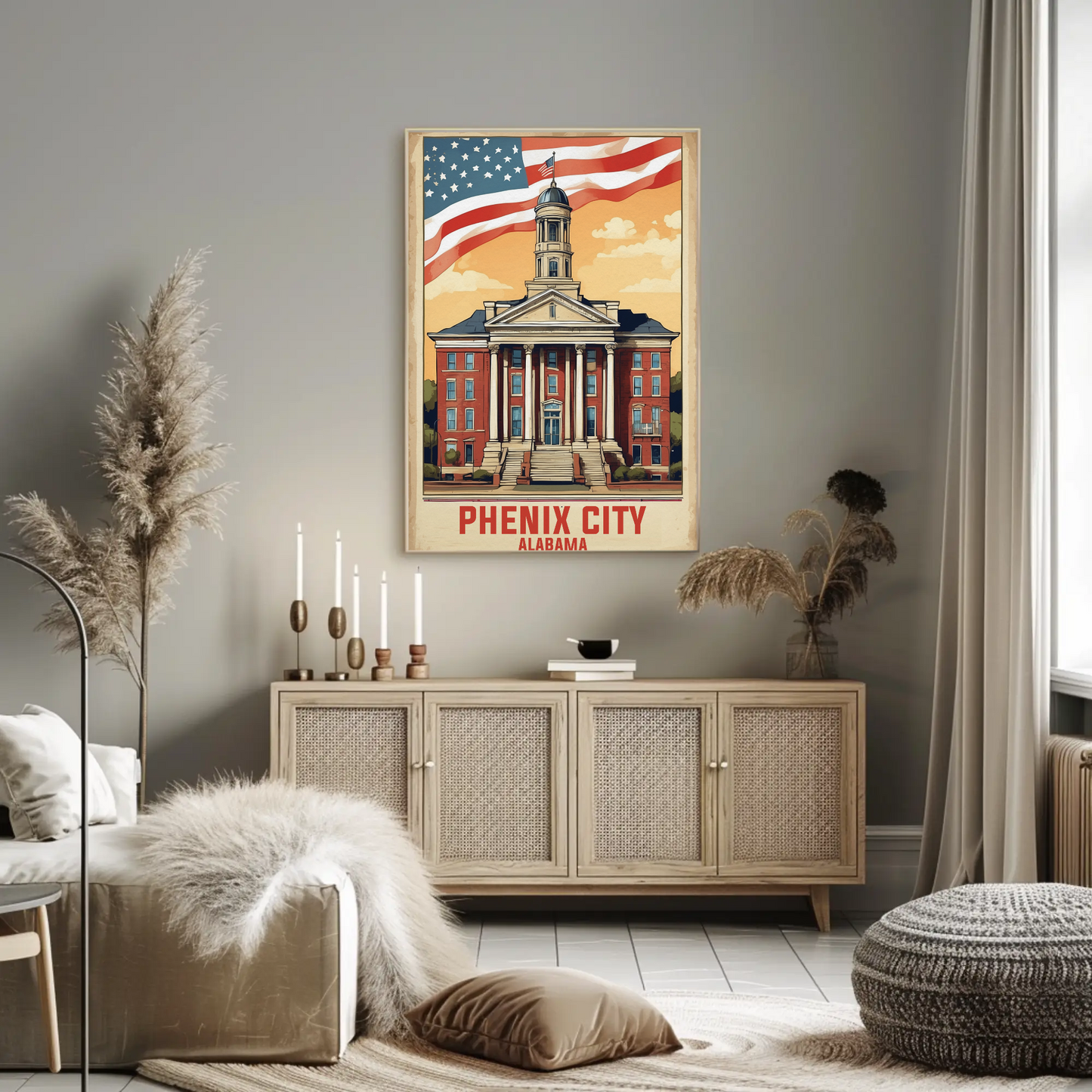 Phenix City Alabama Vintage Travel Poster Artwork