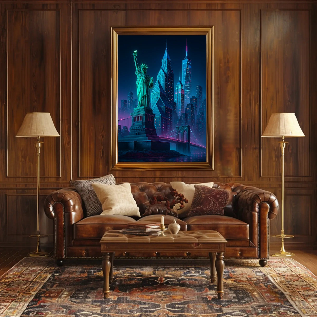 New York City Poster Modern Neon Urban Skyline Wall Art