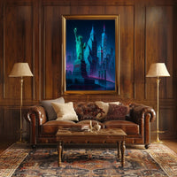 New York City Poster Modern Neon Urban Skyline Wall Art