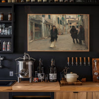 European Street Scene in Impressionistic Artistic Poster