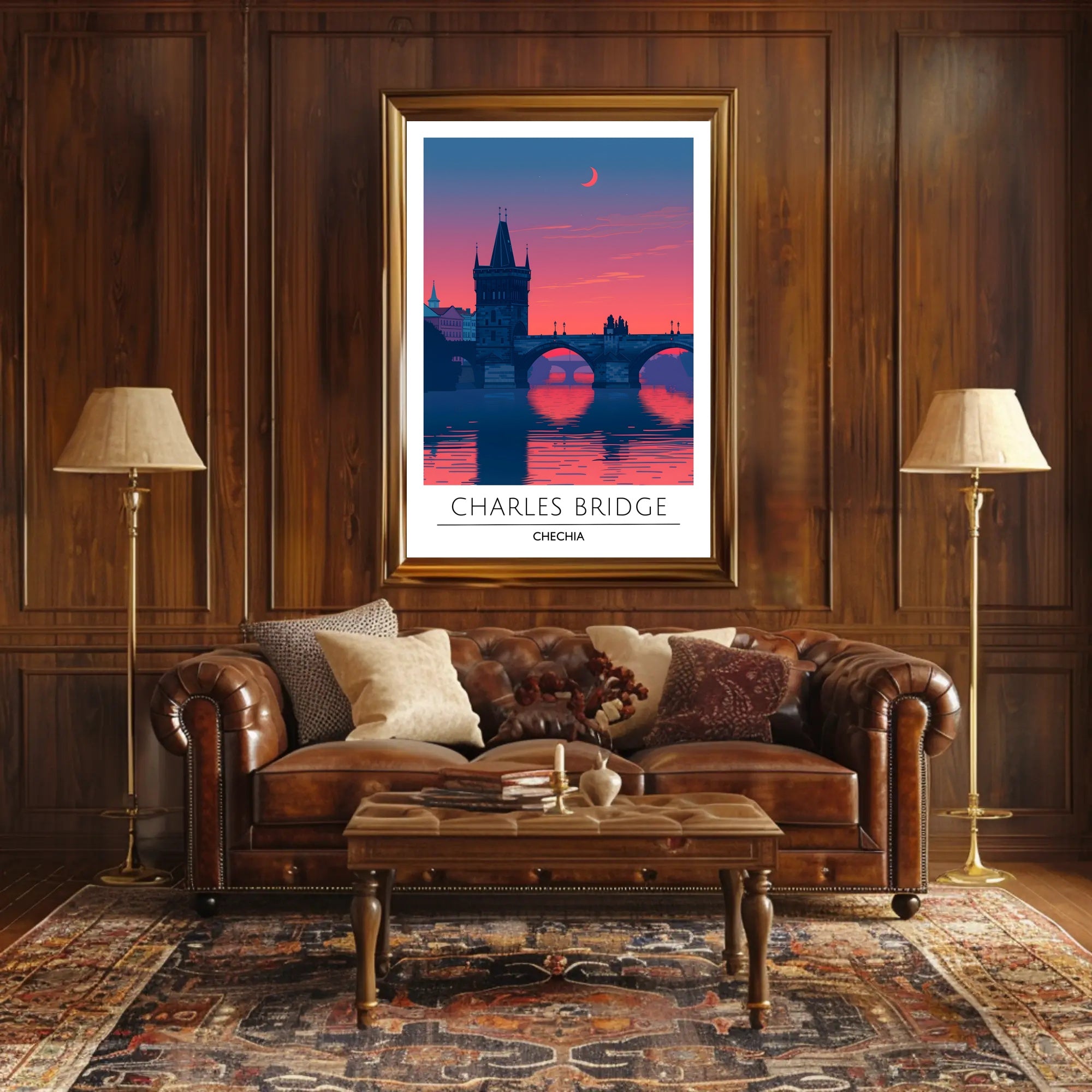 Charles Bridge Twilight Artistry Cultural or Heritage Poster