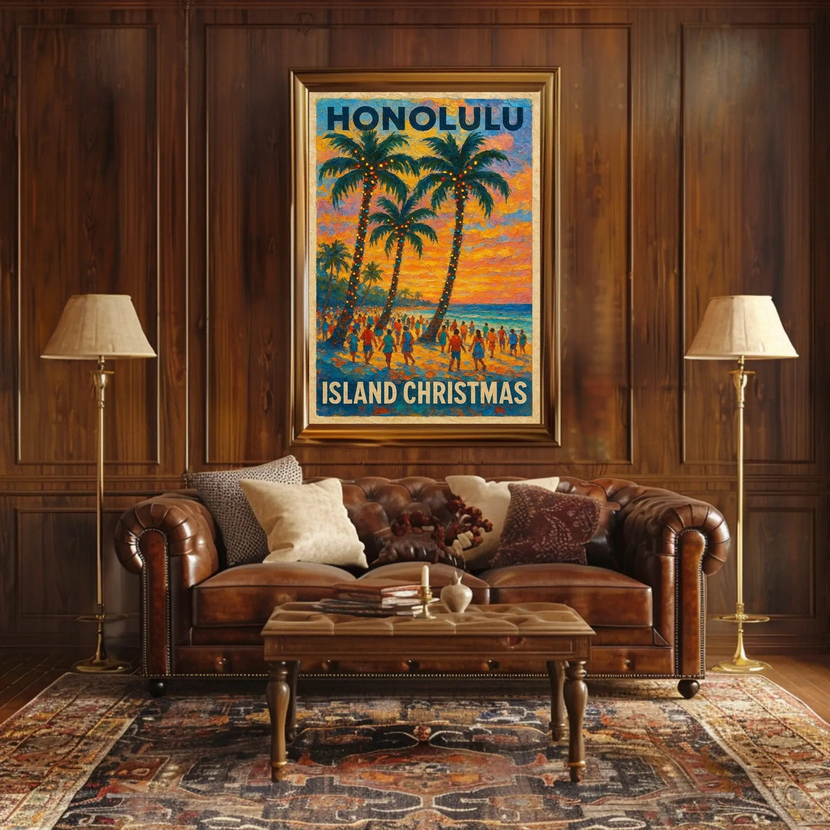 Honolulu Island Christmas Poster