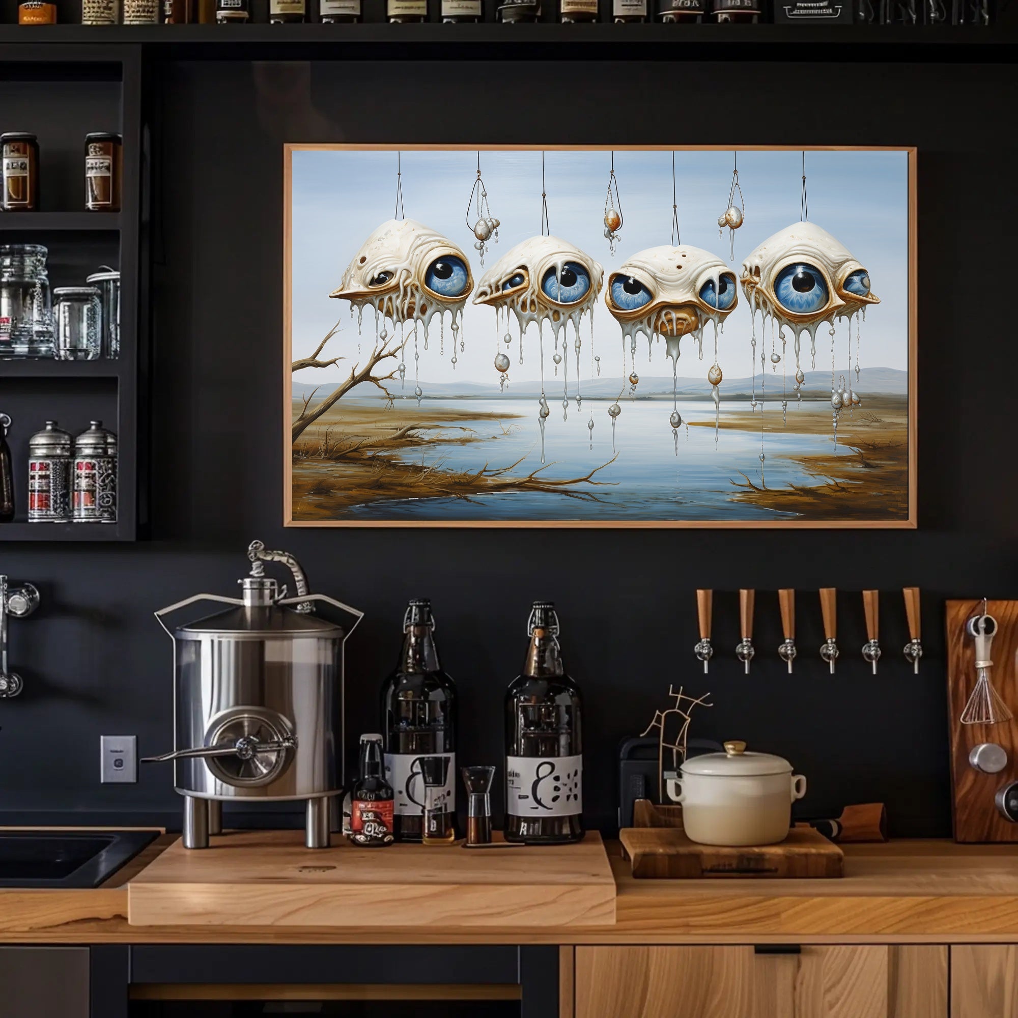 Surreal Floating Eyes Artistic Poster