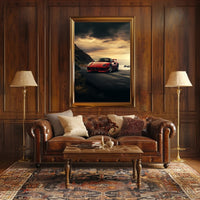 Sunset Drive Red Sports Car Poster