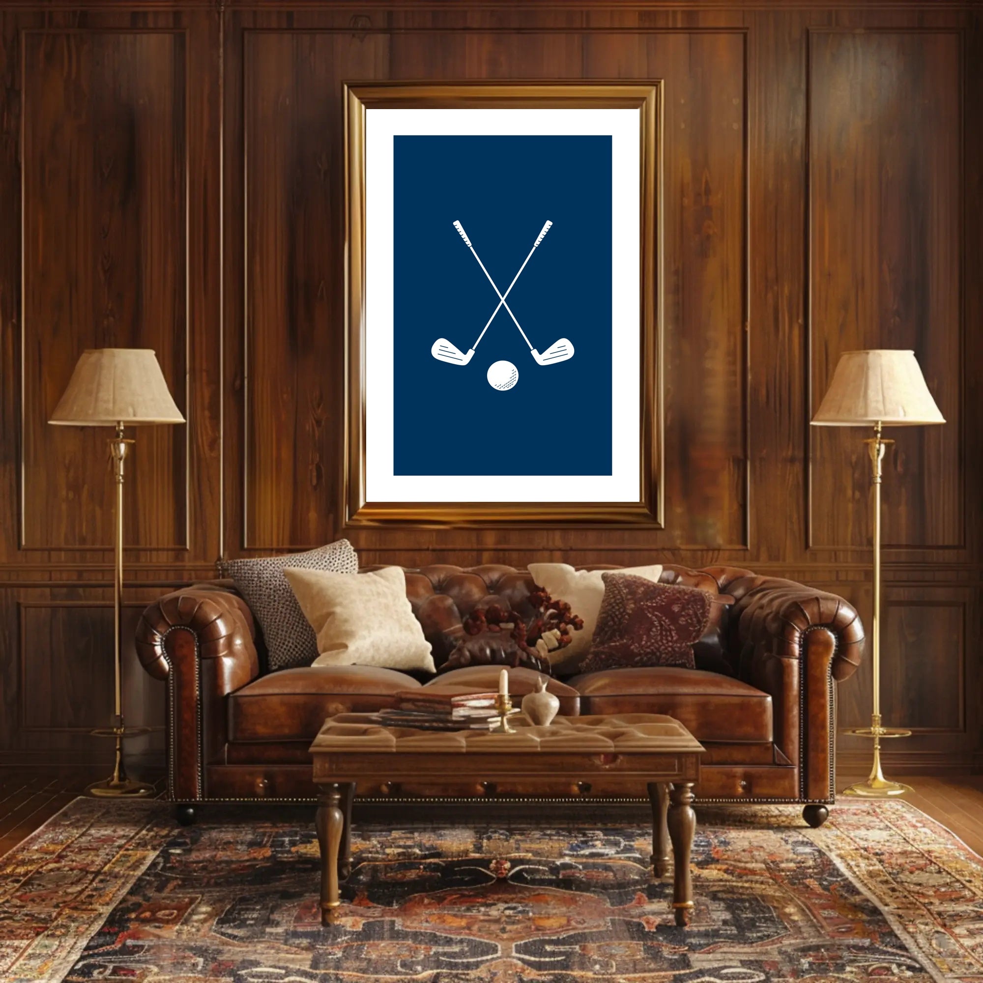 Elegant Golf Club Duo: Minimalist Sports Poster
