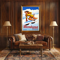 Skiing in Montana, Switzerland Poster PosterGoat