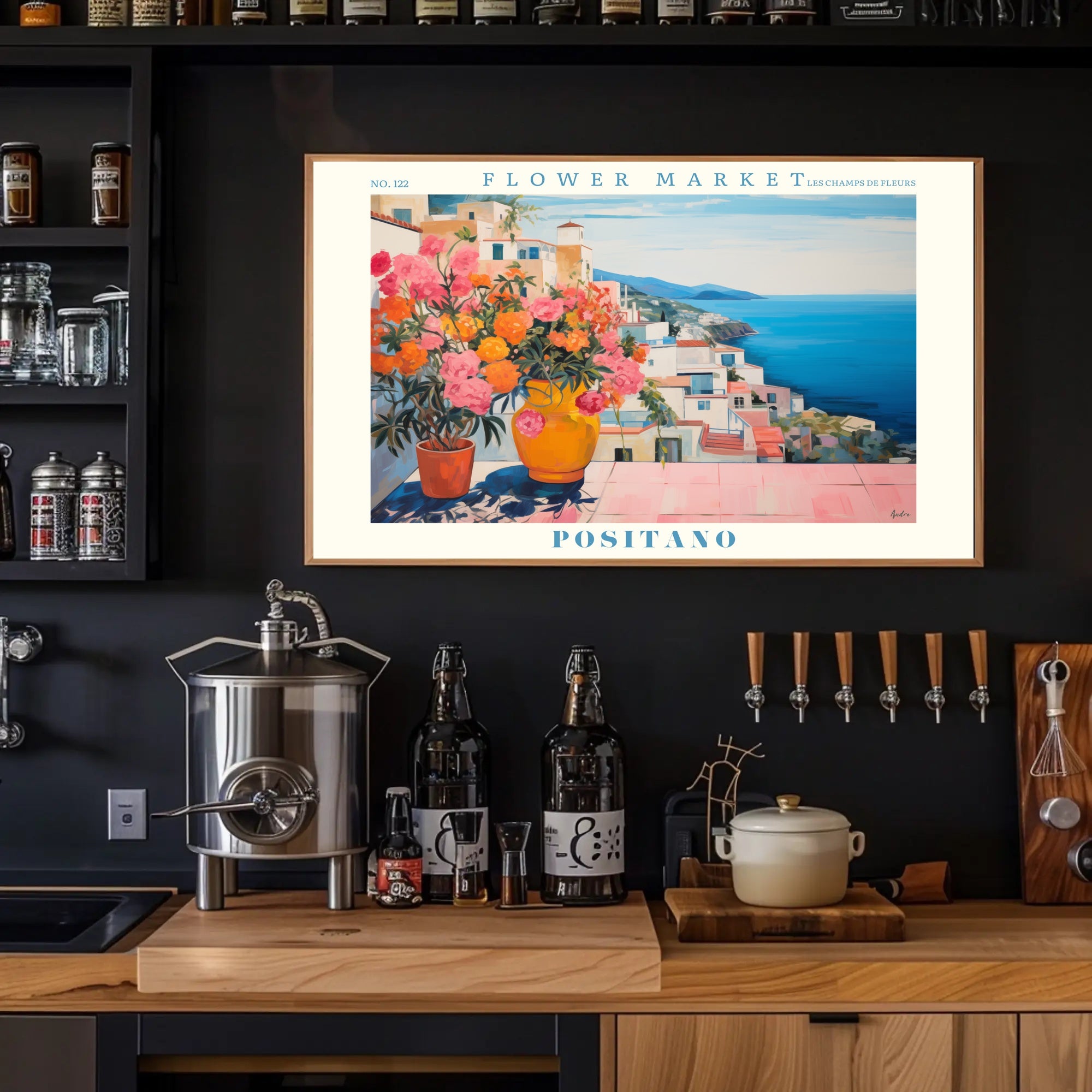 Positano's Vibrant Scenic View: Travel Poster