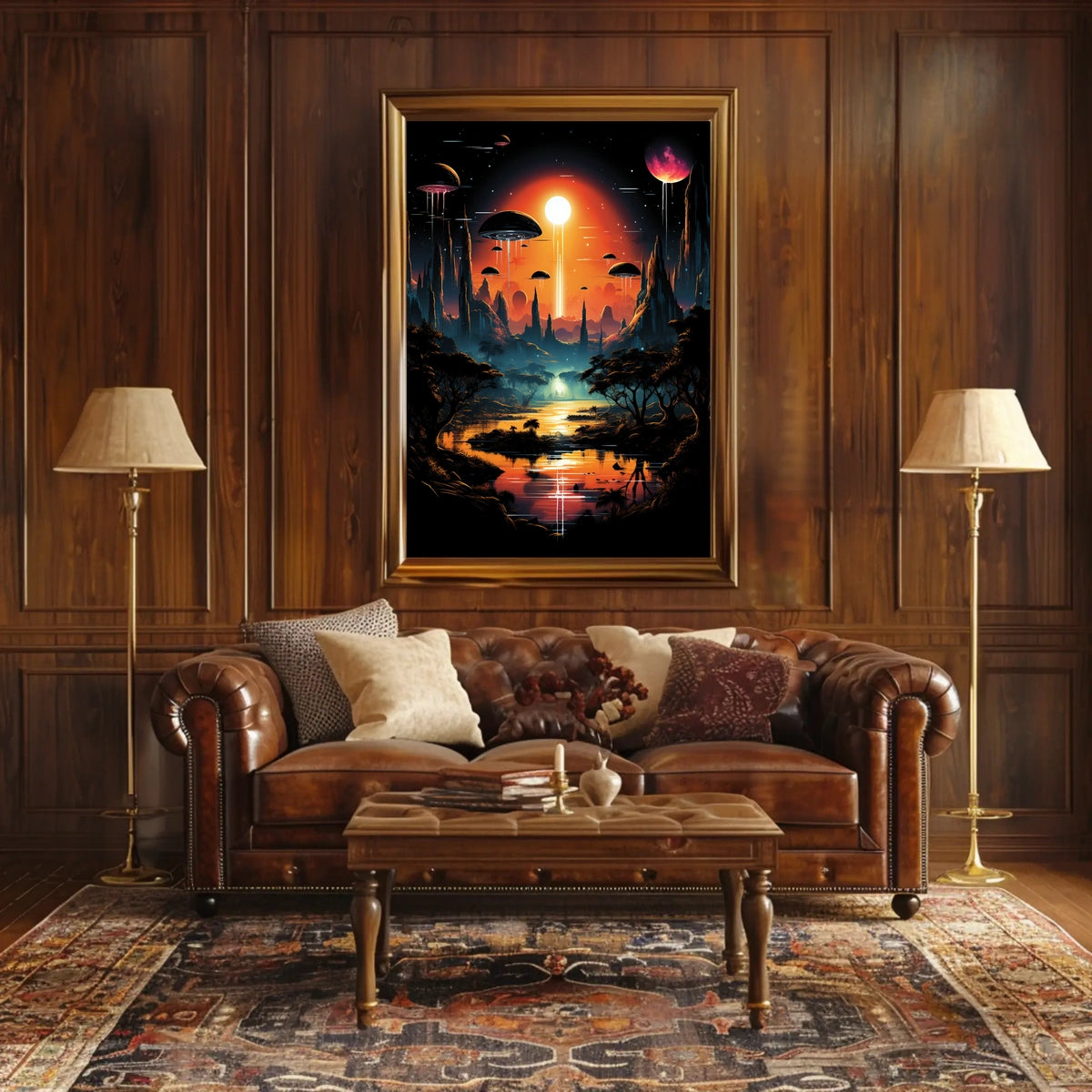 Alien Landscape At Sunset Poster