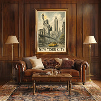 New York City Iconic Skyline Poster Vintage Wall Art