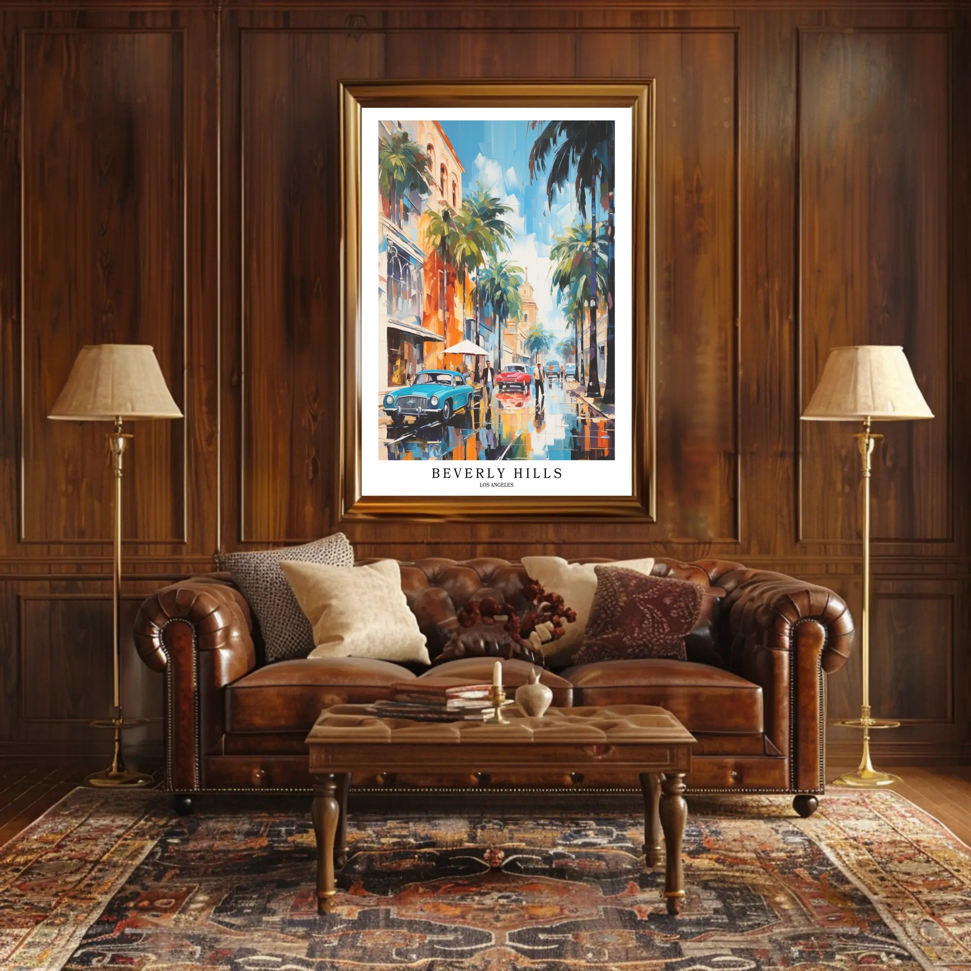 Beverly Hills Vibrant Scene Urban or Cityscape Poster PosterGoat