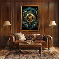 Mystical Seas Adventure Compass Surrealism Poster