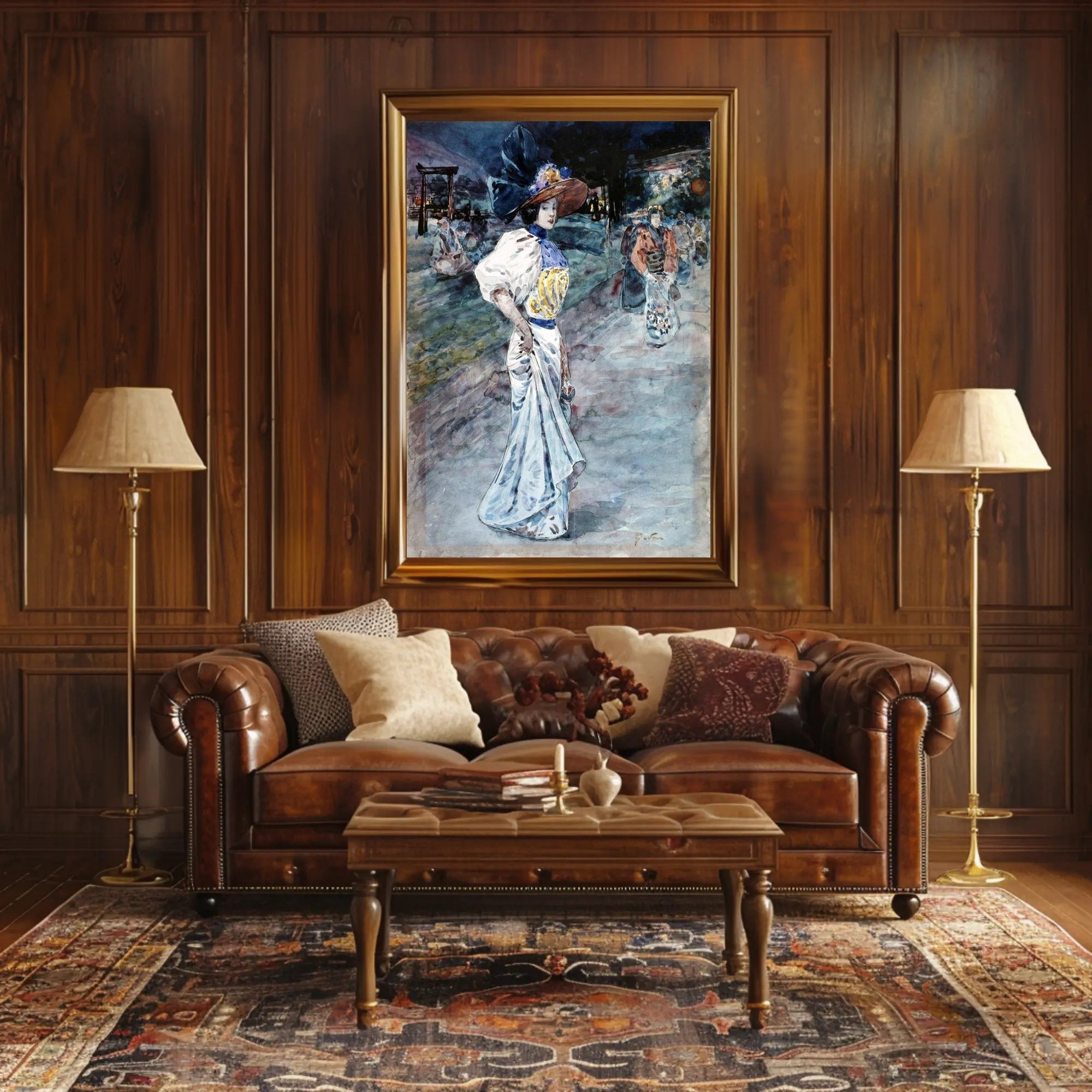 Elegance in the Evening: Cultural Fusion Watercolor Poster