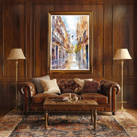 Serene Street in Watercolor Poster PosterGoat