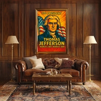 Thomas Jefferson 3rd President of the United States Colorful Comic Book Style Poster
