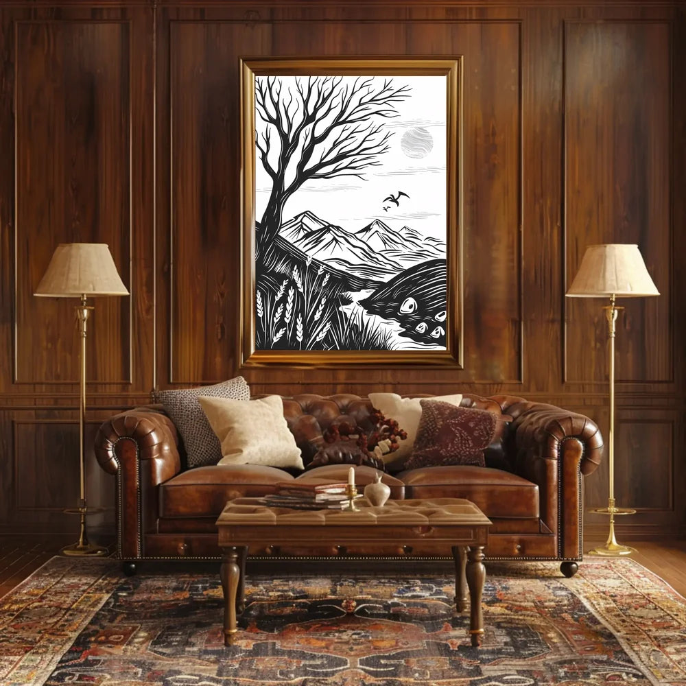 Modern Minimalist "N" Design Art Poster