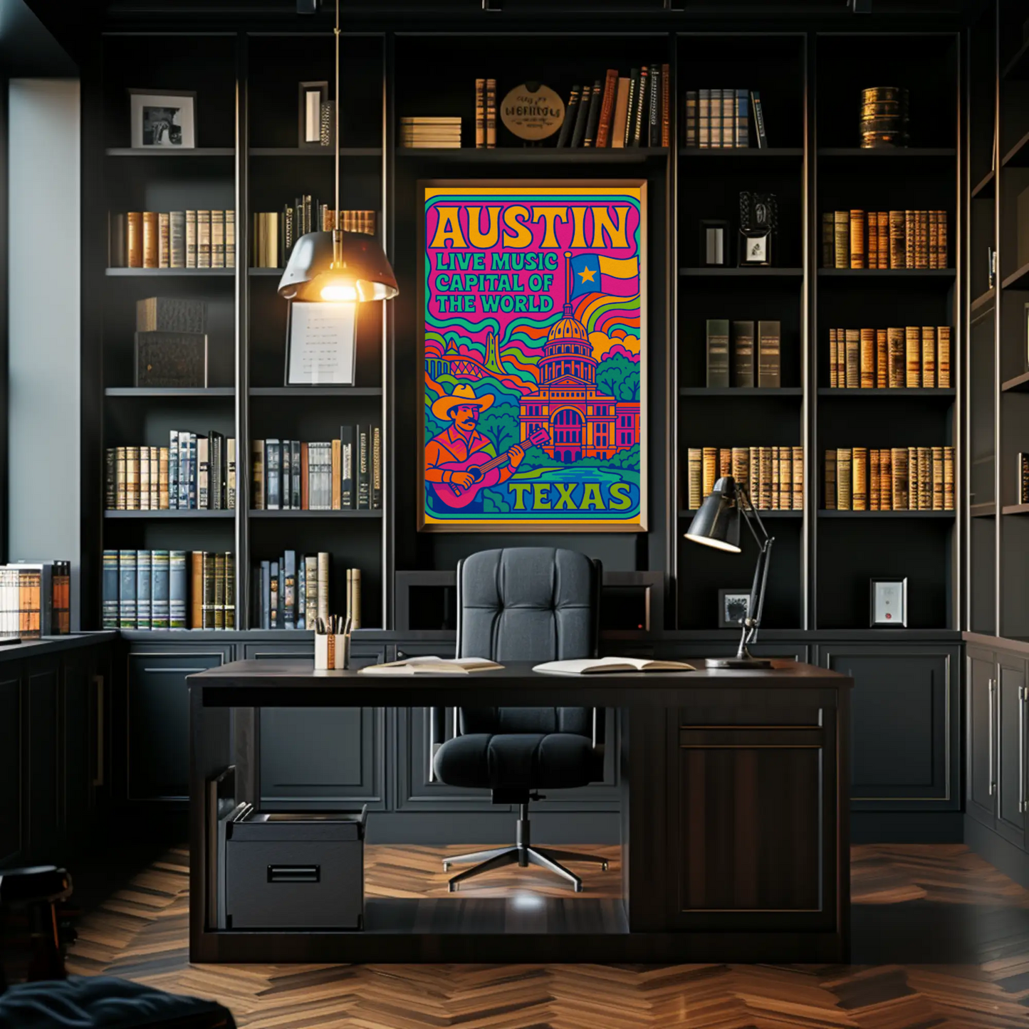 Psychedelic Sounds of Austin, Texas Travel Poster