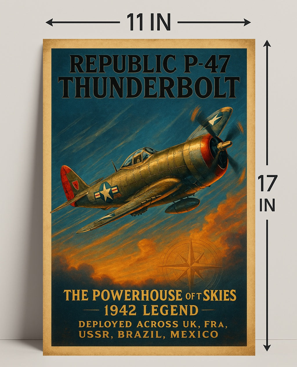 Republic P-47 Thunderbolt WWII Fighter Aircraft Poster