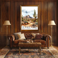 Saguaro Watercolor Wall Art Poster