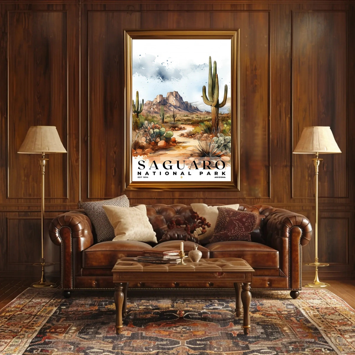 Saguaro Watercolor Wall Art Poster