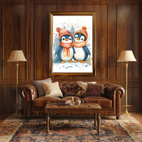 Charming Winter Penguins in Whimsical Animal Poster