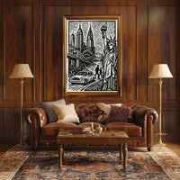 New York City Poster Minimalist Skyline Wall Art Home Decor