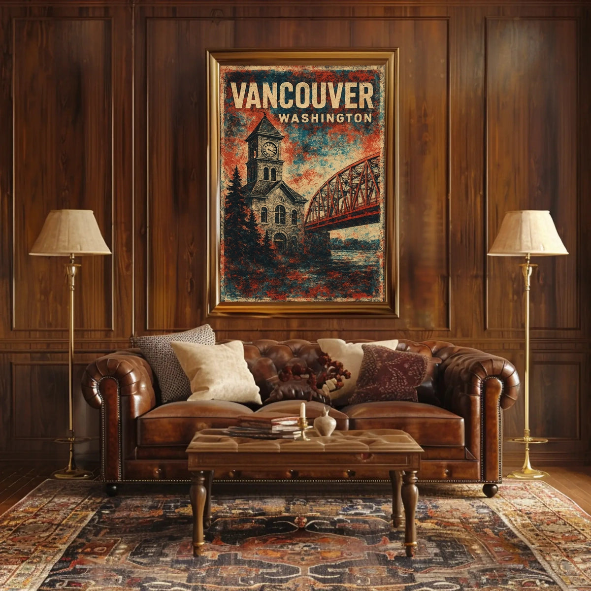 Vancouver Washington Vintage Travel Souvenir Poster